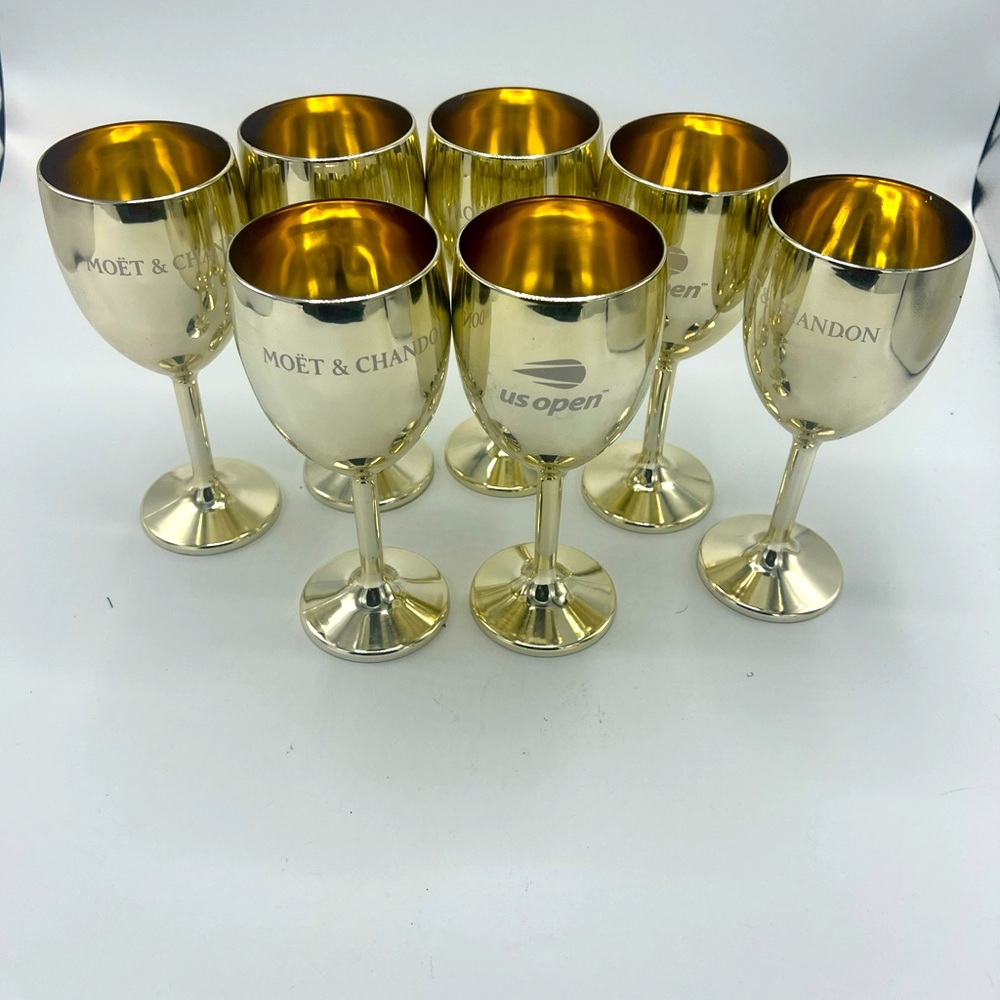 A Set Of  7 MOËT & CHANDON  US OPEN Wine / Champagne Cups Limited Edition